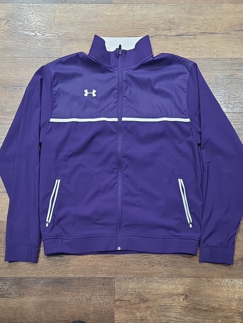 Under Armour Men's Purple Full-Zip Performance Jacket with White Trim